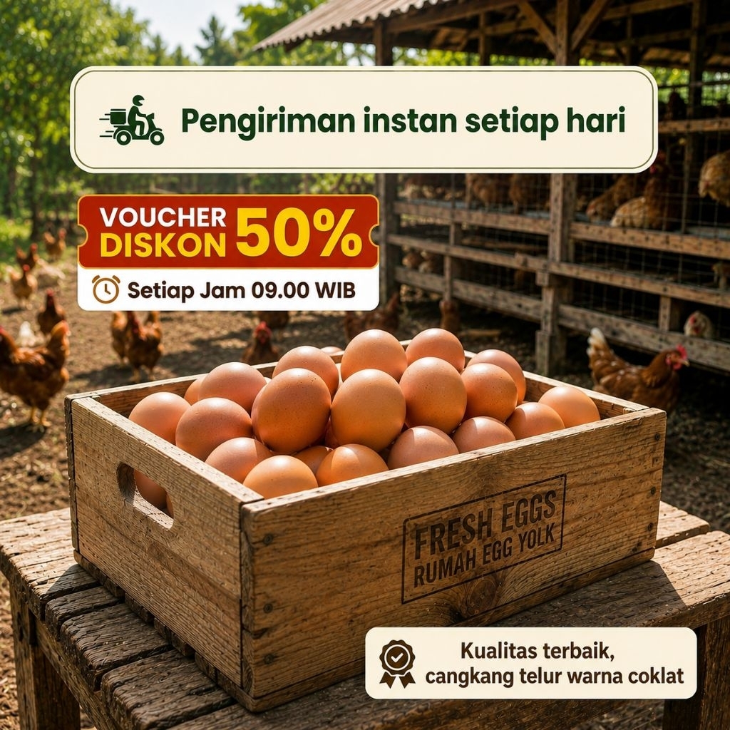 Telur Ayam Negeri Fresh Cirebon Free Tray Kertas