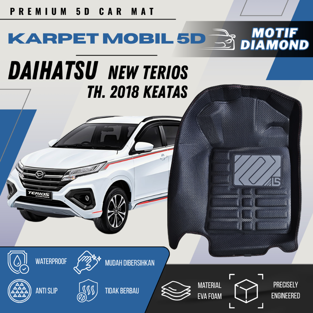 Karpet Mobil 5D motif Diamond untuk Daihatsu New Terios / Karpet mangkok 5D Premium dengan bahan Eva