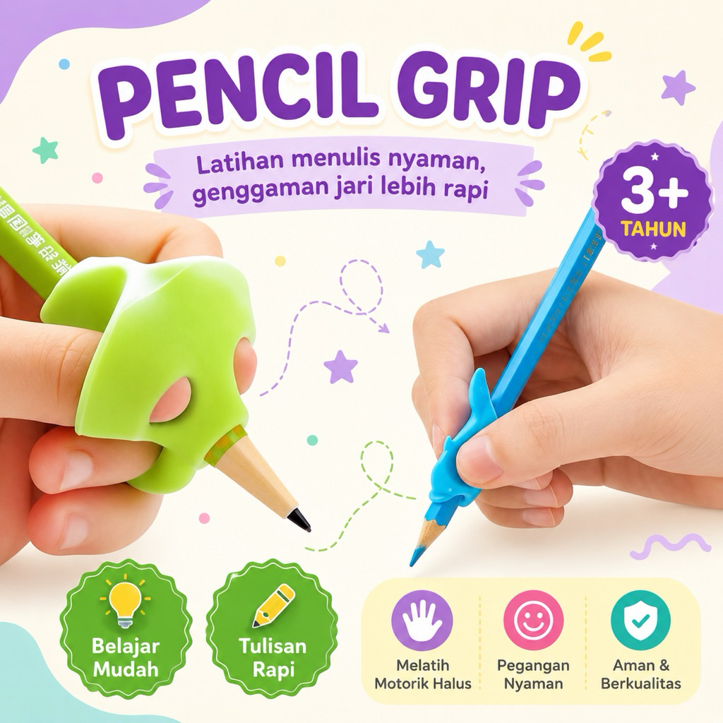 [EDUFUNTOYS] Pensil Grip Anak Alat Bantu Menulis 3 Jari Belajar Menulis