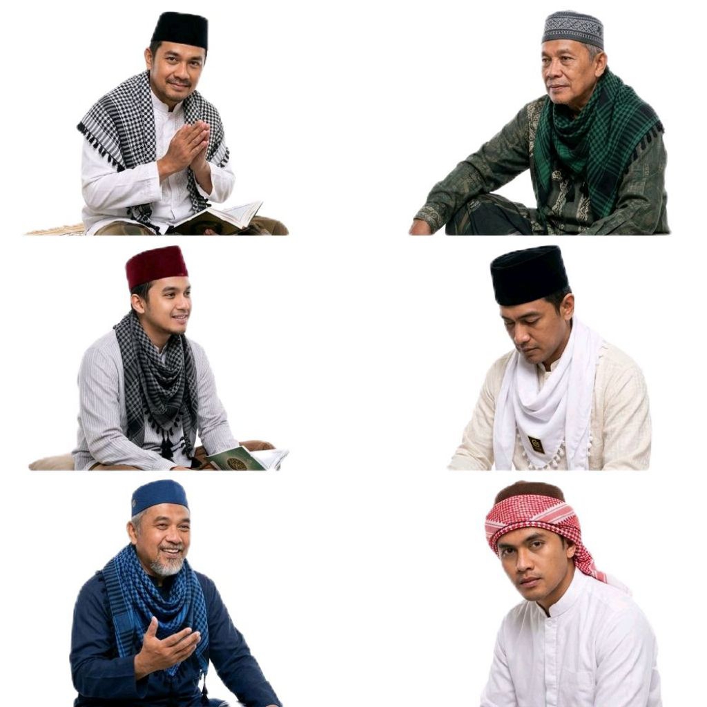 Sorban Syal Pria Muslim Motif Kotak Selendang Baju Koko Haji Umroh
