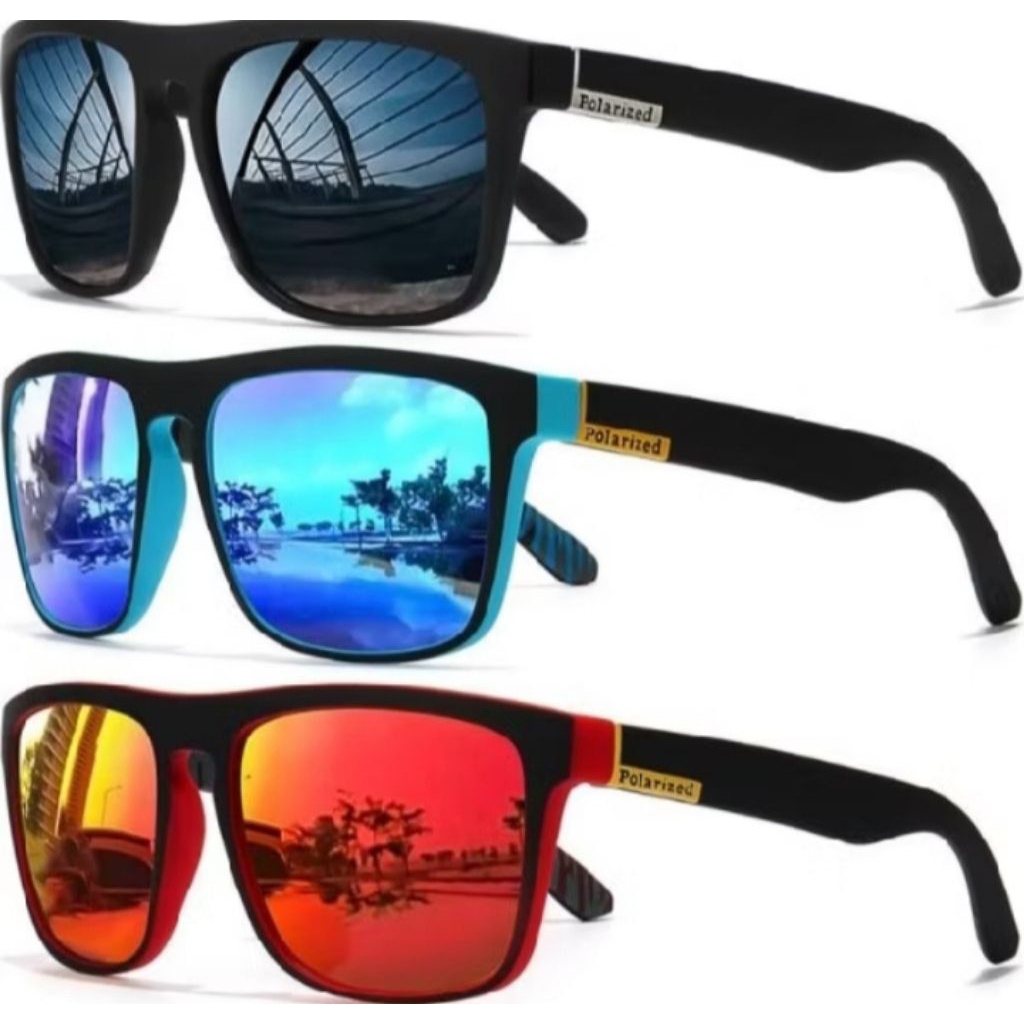 Kacamata Polarized Hitam-Merah Pria Wanita Unisex