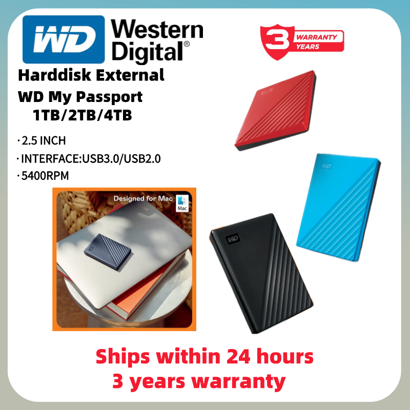 WD NEW My Passport 500GB 1TB 2TB 4TB - HDD / Portable hard drive/ Hardisk / External Harddisk 2.5" U