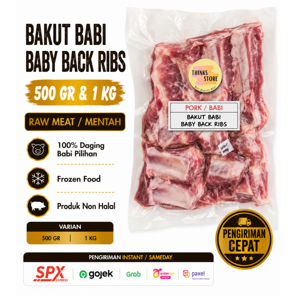 Bakut Babi Babyback - Iga Babi - Bakut Babi - Babyback Ribs - Iga Babi Potong kecil Sup