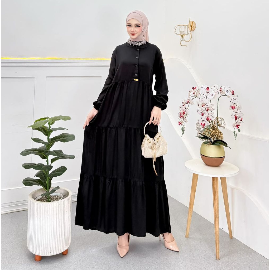 Fazzahra Gamis Saiqa Katun Rayon Twill Premium Gamis Susun Rempel