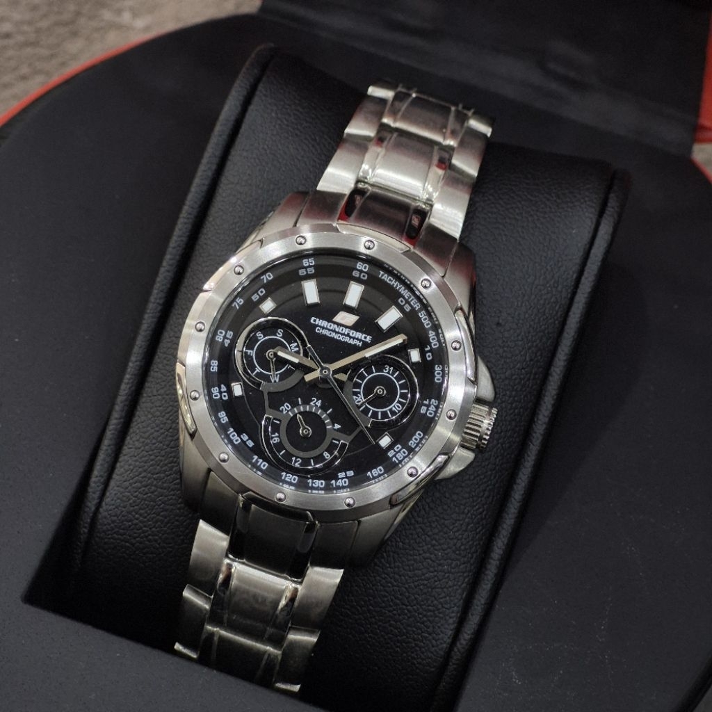 Chronoforce 5253 L Jam Tangan Wanita Stainless Steel Silver Black