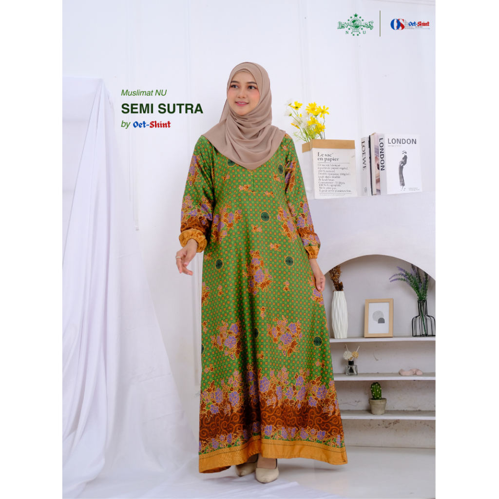 Gamis Muslimat NU Semi Sutra Sandwash Premium