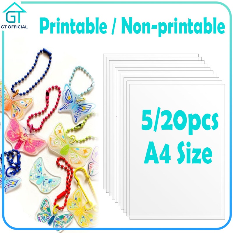 20pcs Kertas Shrink Paper Printable DIY Shrink Paper Keychain Shrinky Dink Plastic Printable Heat Sh
