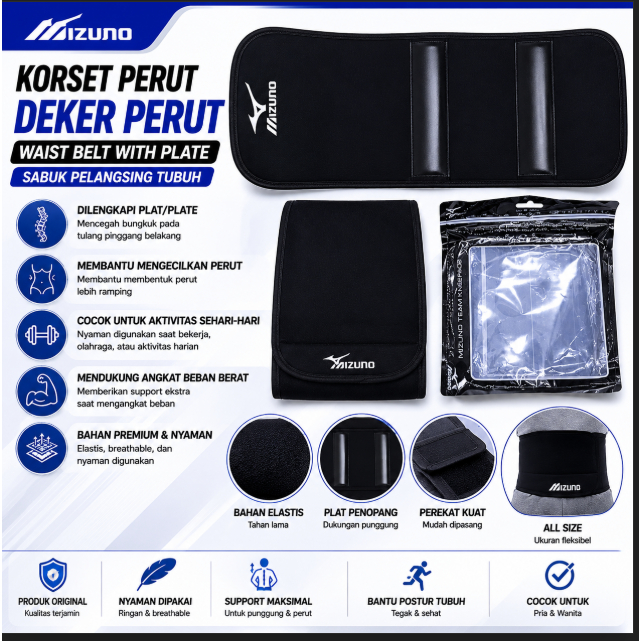 MAGNETIC BELT / SABUK PELANGSING MAGNET / KORSET / DEKER PERUT MIZUNO DENGAN MAGNET ALL SIZE