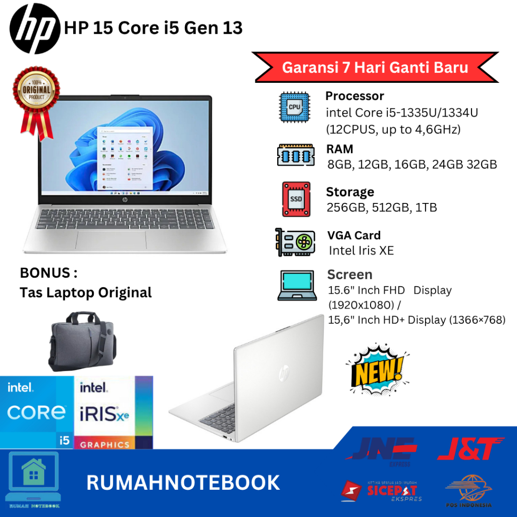 Laptop Baru Hp15 Core i5 Gen13 12Cpu Upto 4,6Ghz | Core 5 120U Gen14 12Cpu Upto 5.0Ghz
