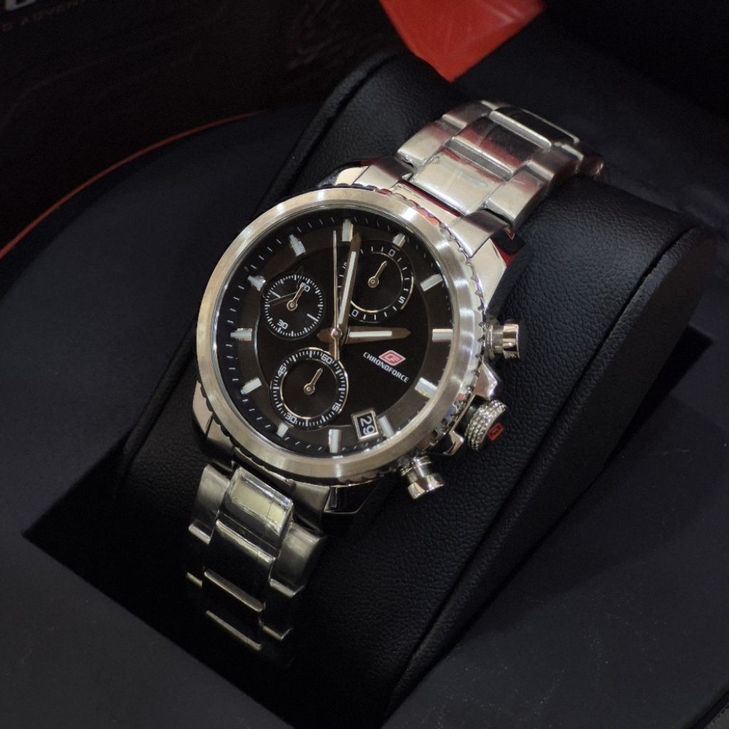 Chronoforce 5330 L Jam Tangan Wanita Stainless Steel Silver Black