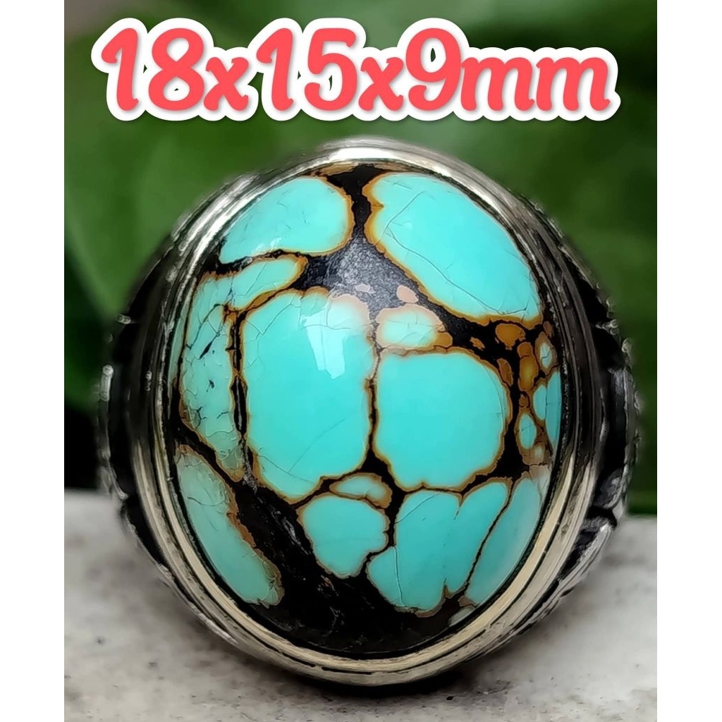 Batu Pirus Hubei Asli – Corak Labirin Cantik 18x15x9mm