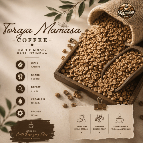Green Bean biji kopi Arabika Toraja Mamasa - Wine | 1Kg / 1000 Gr