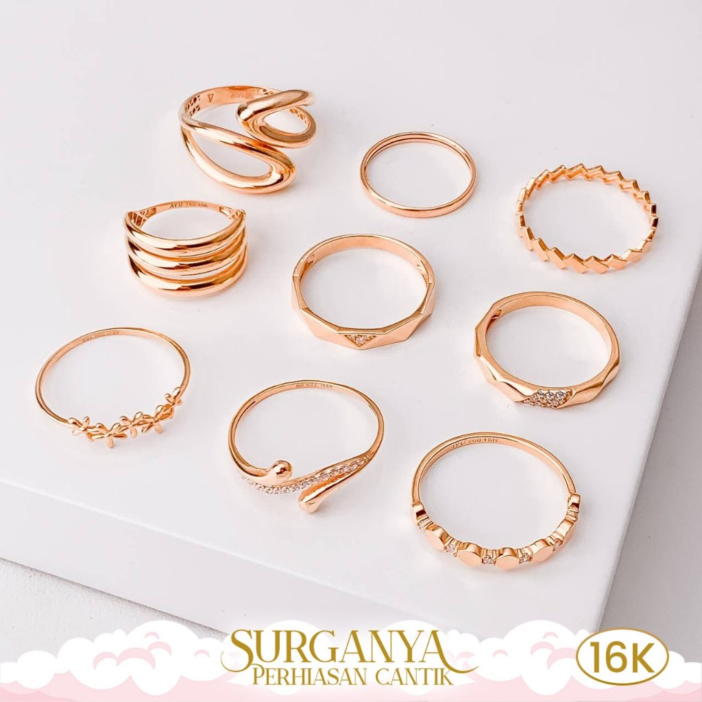 Cincin Emas Kadar 16K Model Basic Polos Macan Gold