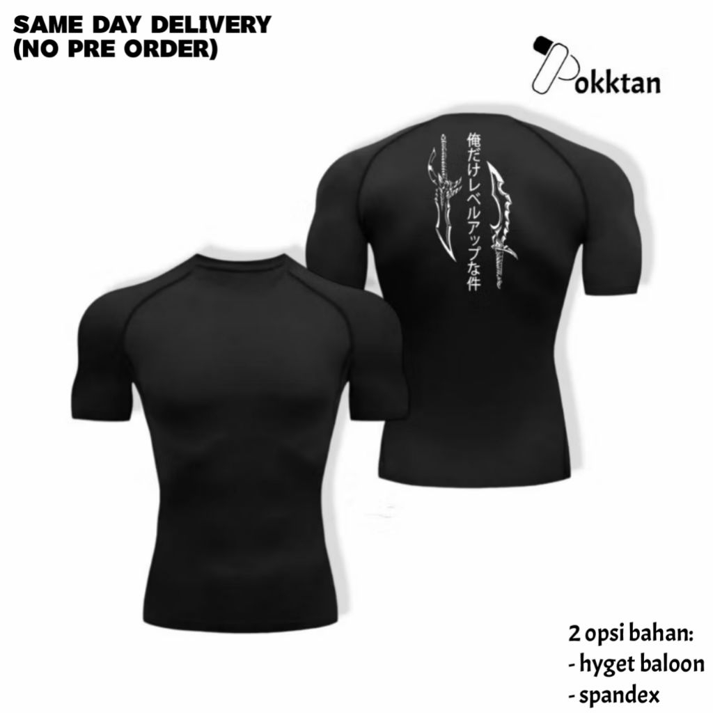 Kaos Olahraga Compression Shirt Short Sleeve Solo Leveling Sung jinwoo dagger / Kaos Olahraga Kompre