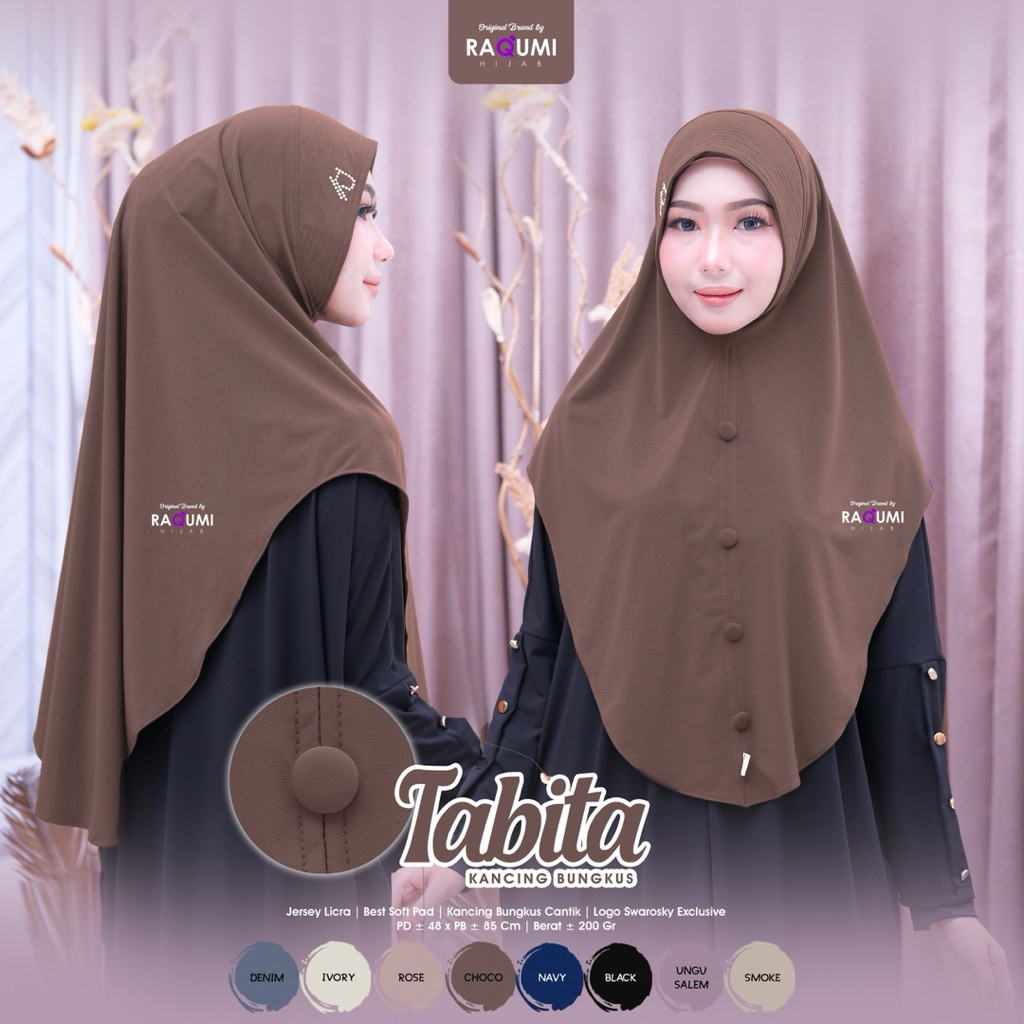 Tabita Kancing daily Hijab daily ori by Raqumi hijab berbahan jersey