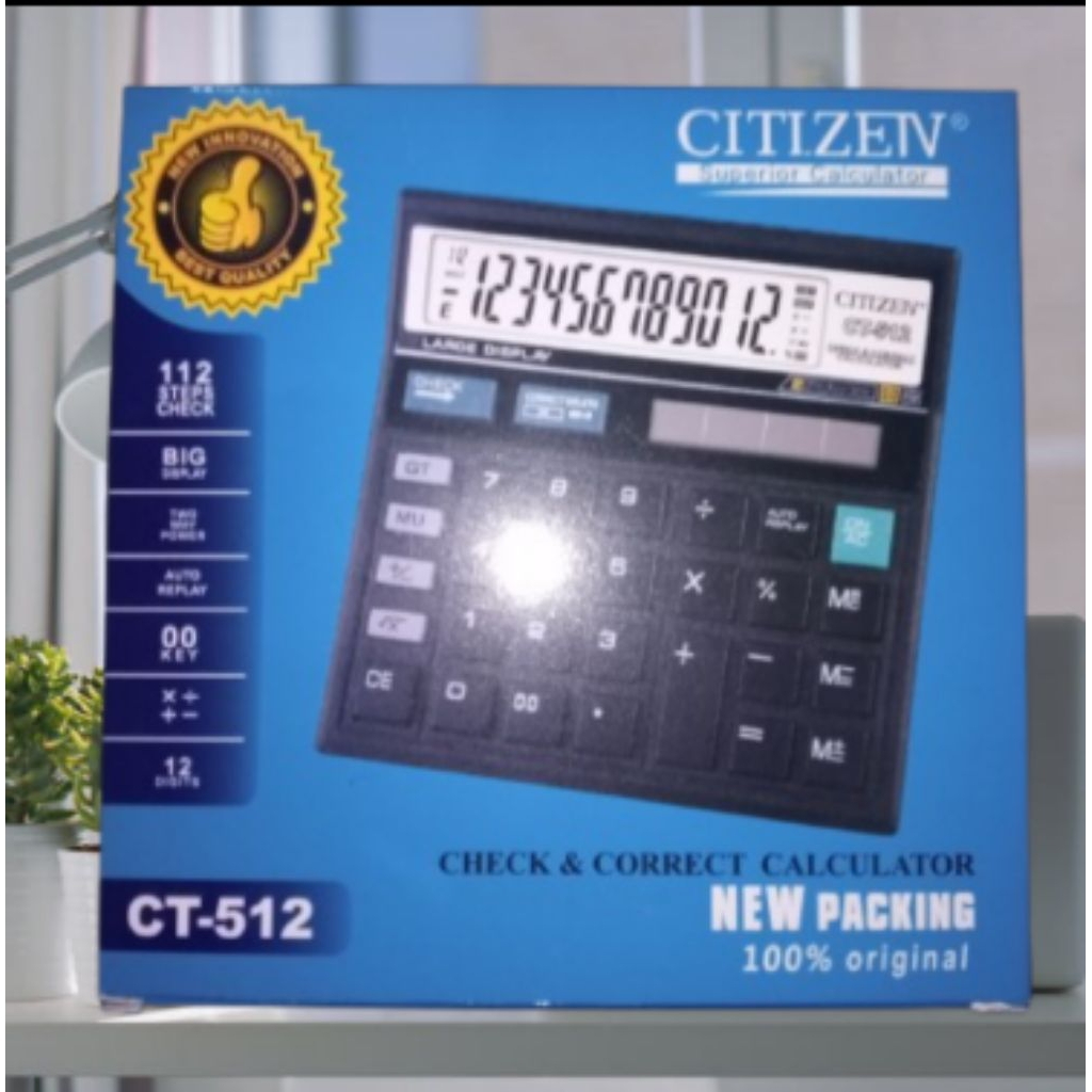 Kalkulator Citizen CT-512 12 Digit - Original 100% - Tampilan Besar - Kalkulator Kantor & Sekolah