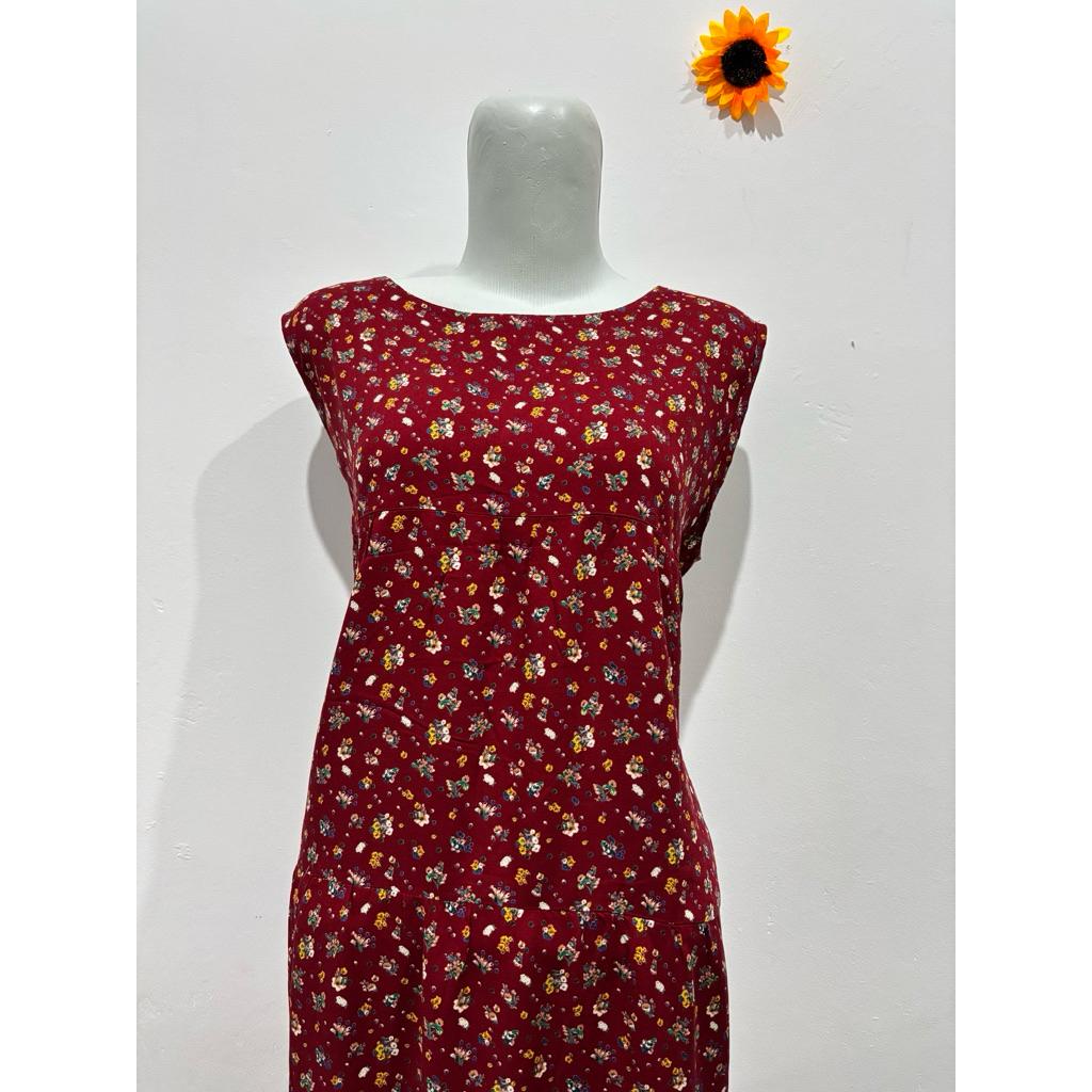 Daster Bunga Warna Merah Lucu