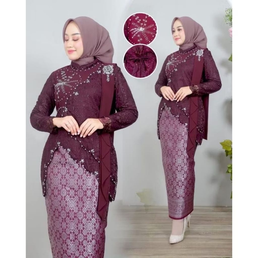 mikaa_olshop/kebaya brukat melati payet mewah/kebaya wisuda/kebaya graduation/kebaya lamaran