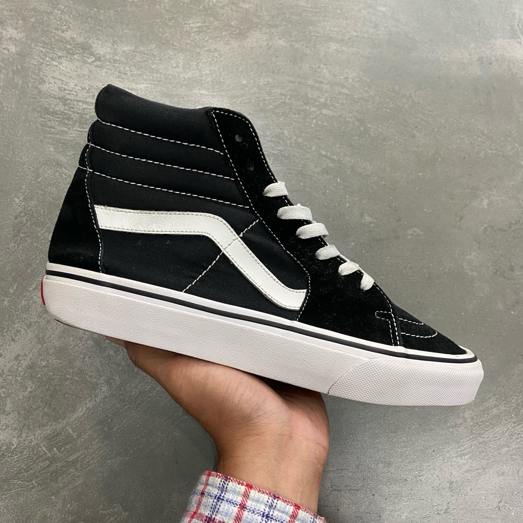 [Size 42] Vans Sk8-Hi Black White Second Original Kondisi Mulus Nominus, Kondisi bisa dilihat pada F