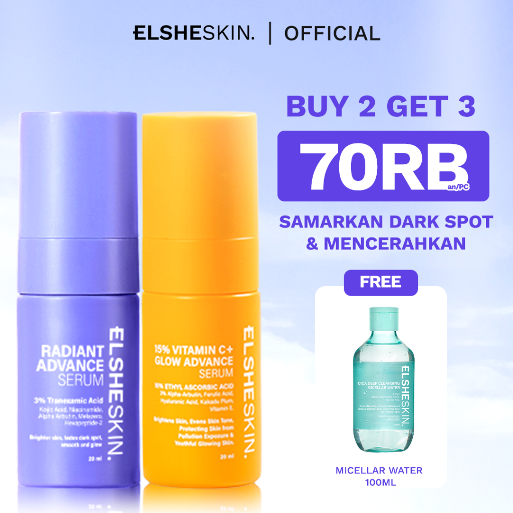 [BUNDLE 2 SERUM] Elsheskin Maximum Radiance & Vitamin C Advance Serum -Skincare 2 Pcs Serum - Anti-A