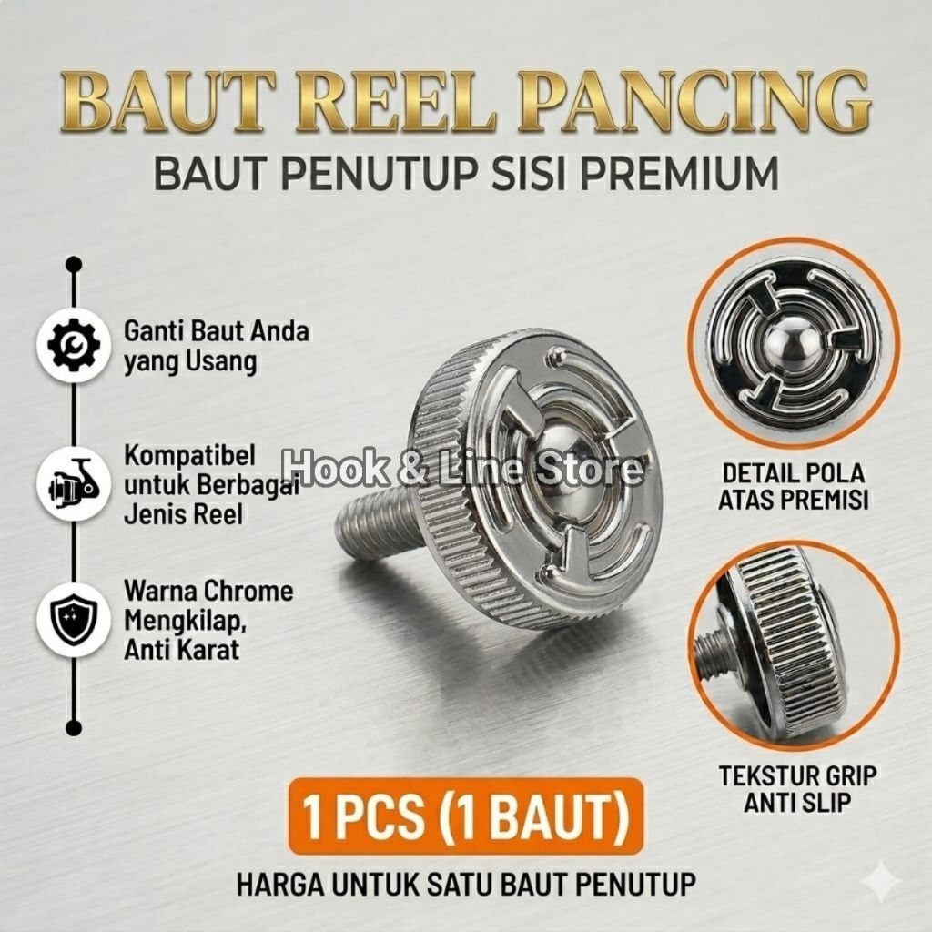 Baut Reel Pancing | Tutup Reel Non Power Handle