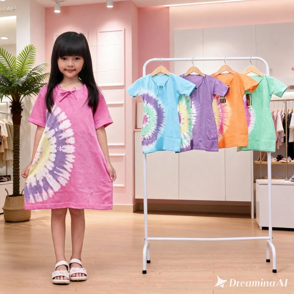 Daster kaos Pelangi Anak Perempuan Usia 1-8Tahun Dress Anak Murah