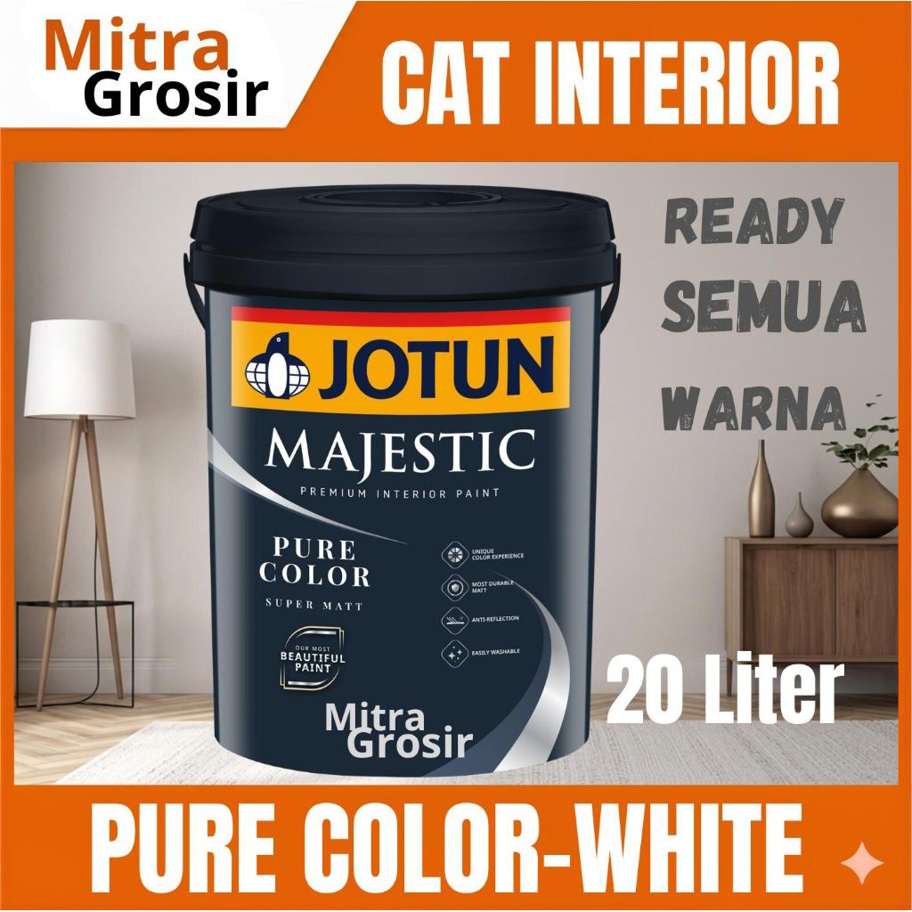 CAT TEMBOK JOTUN 20 LITER | JOTUN PURE COLOR 20 LITER WHITE ( BISA REQUEST WARNA) KEMASAN PAIL