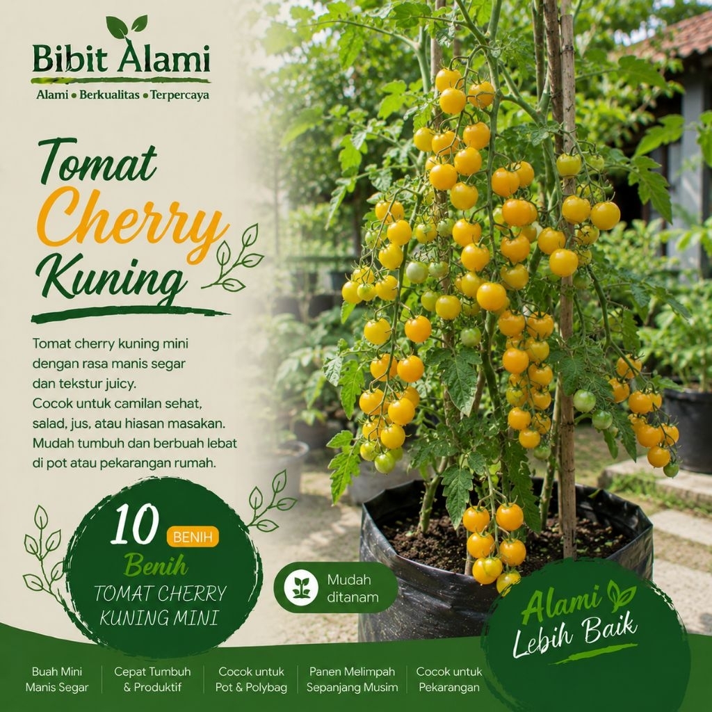 10 Butir Benih Tomat Cherry Kuning Mini Unggul Bibit Tomat Cherry Yellow Benih Tomat Ceri Kuning Bib