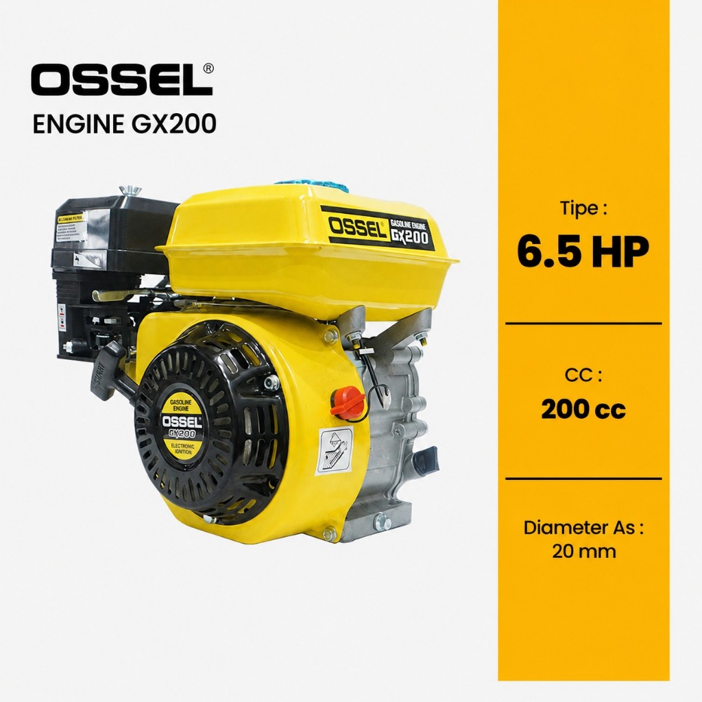 Mesin Penggerak Bensin Serbaguna 6.5PK Gasoline Engine GX200 OSSEL