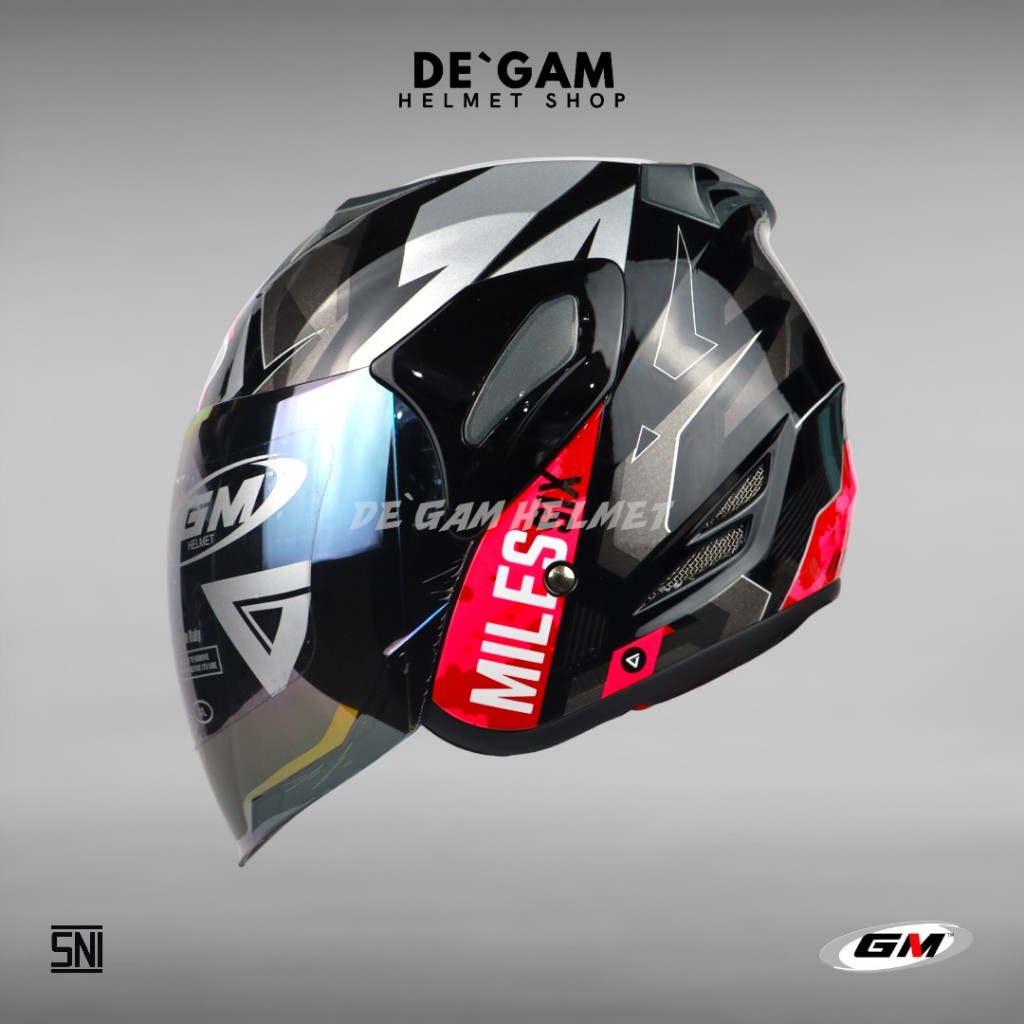 GM Fighter SR Motif Six Miles - Black/Pink - Helm Half Face