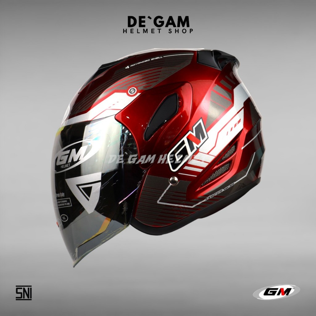 GM Fighter SR Motif Vender - Royal Red/Silver - Helm Half Face