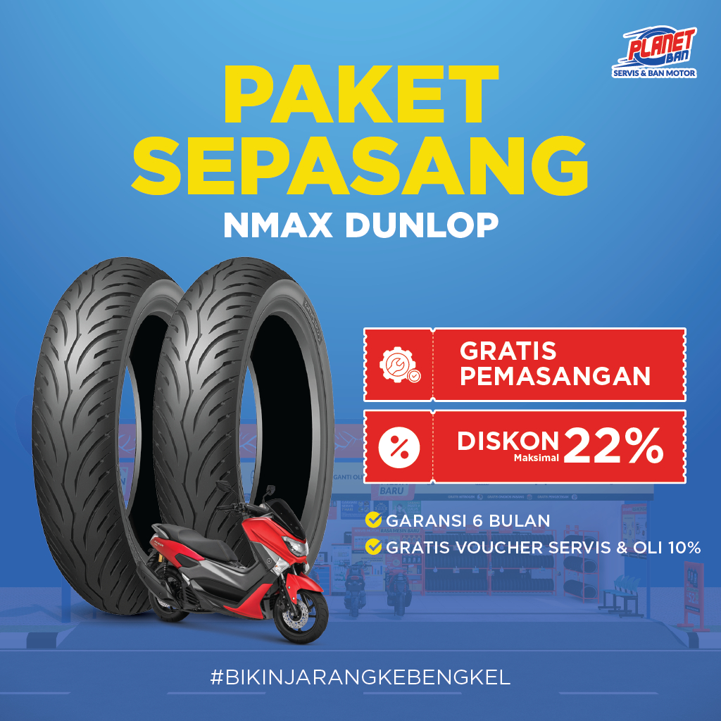 Sepasang Ban NMAX - Ban Motor Depan Belakang NMAX - DUNLOP SCOOTSMART 2 Ring 13 120/70 dan 140/70