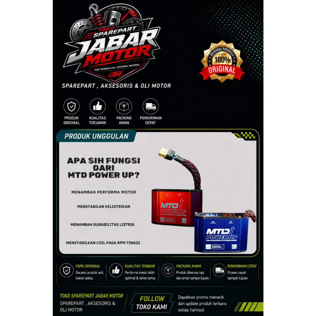 POWER UP MOTOR ADJUSTABLE UNIVERSAL PENGSTABIL KELISTRIKAN MOTOR PENGUAT VOLTASE AKI MOTOR  AKI ANTI