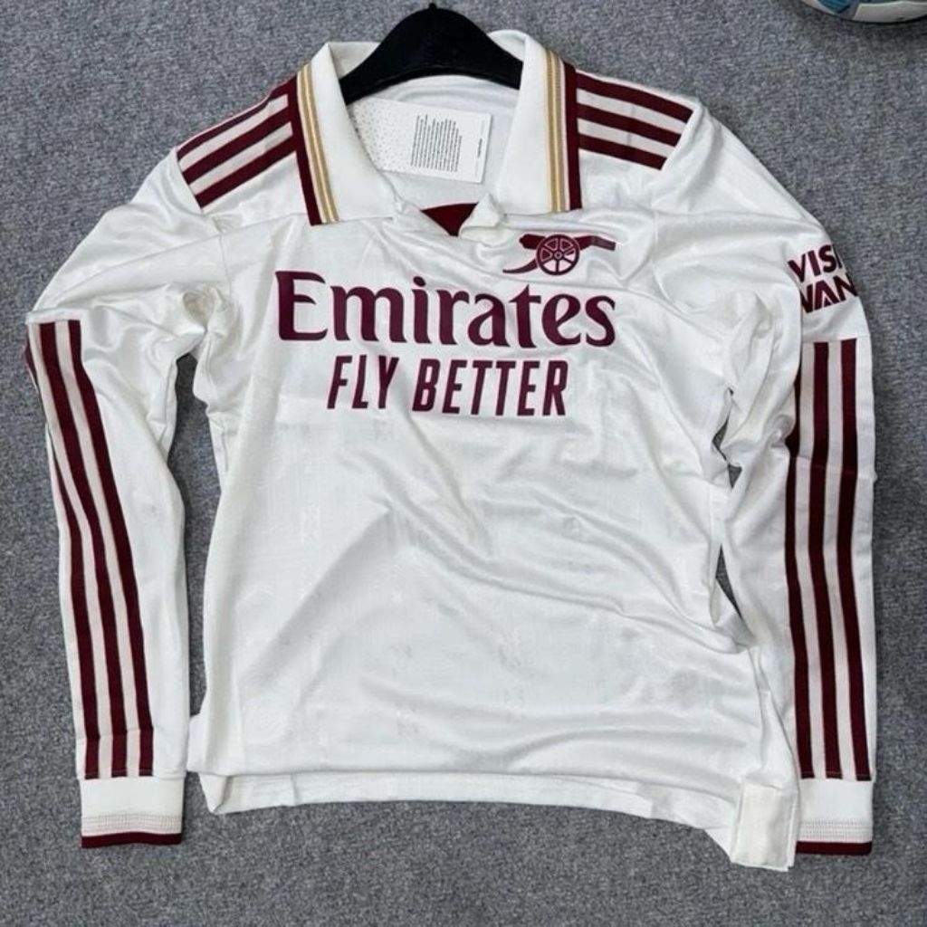 Arsenal Third Jersey 2025/2026 Long Sleeve Grade ORI Player Issue Home Away Putih Maroon Premium
