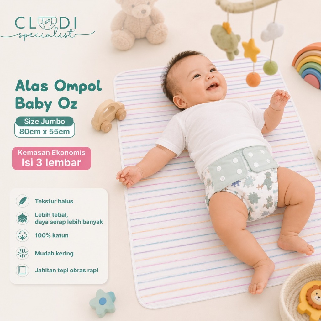 ORIGINAL Baby Oz Jumbo Alas Ompol Garis Perlak Popok Kain JUMBO/Besar
