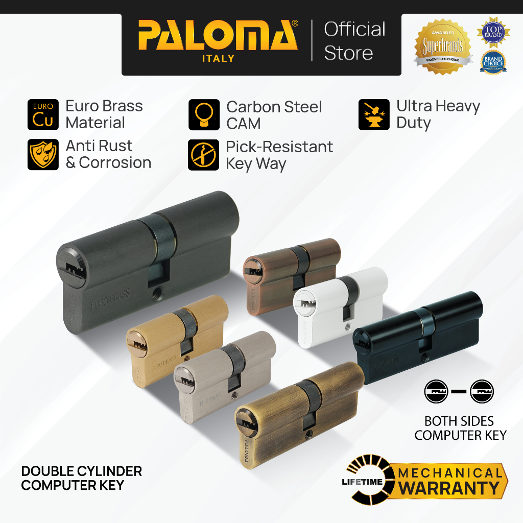 PALOMA Cylinder Kunci Pintu Silinder Anak Computer Key DC-CK Brass Kuningan CLP 51 CLP 53 CLP 54 CLP