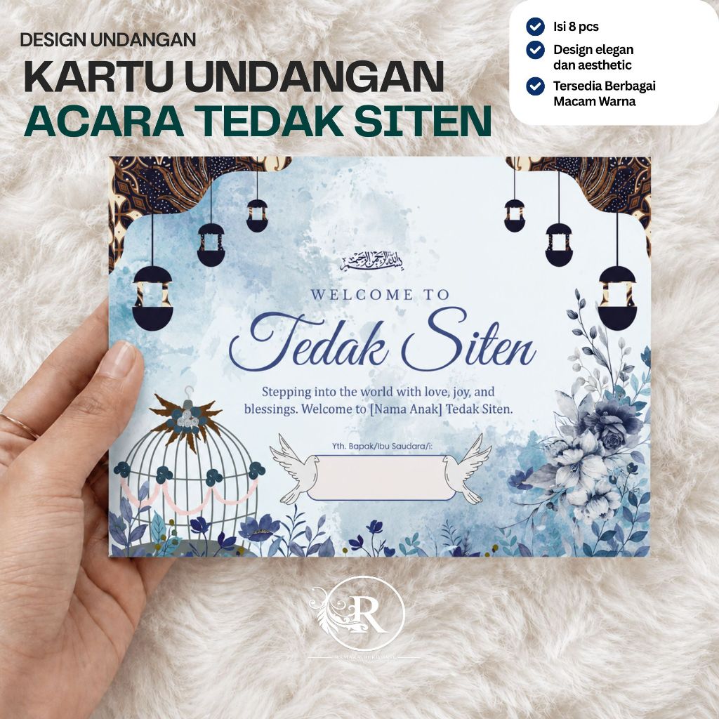 (Isi 8 pcs) Undangan Tedak Siten/Kartu Undangan Acara Tedak Siten/Undangan Tedak Siten Aesthetic