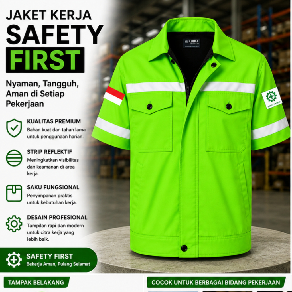 Libra - Baju Kemeja Wearpack Jaket Safety K3 Proyek Kerja Lapangan Outdoor Konstruksi Tambang Lengan