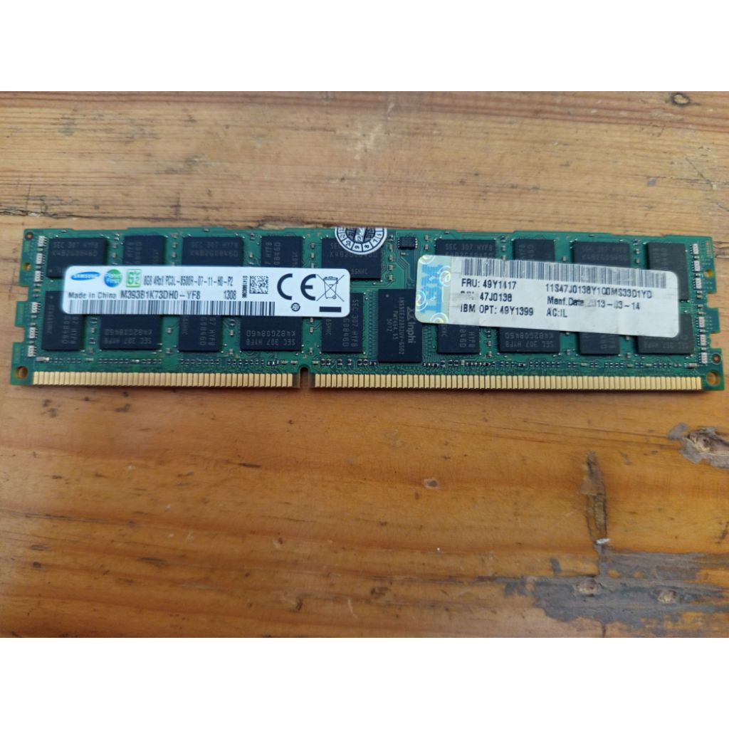 RAM DDR3 8GB ECC server 4Rx8 PC3L 8500R bekas normal