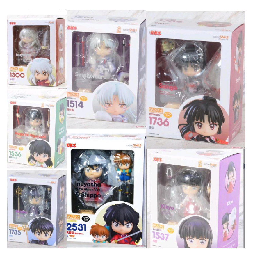 NENDOROID SET OF 7 INUYASHA FIGURE [INUYASHA, SESSHOMARU, KAGOME, KIKYO, MIROKU, SANGO, INUYASHA HUM