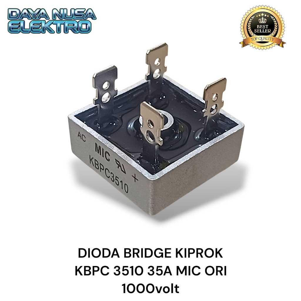 Dioda Bridge KBPC-3510 35A 1000 Volt Original MIC Tahan Lama, Desain Kotak, Kualitas Terbaik - DN115