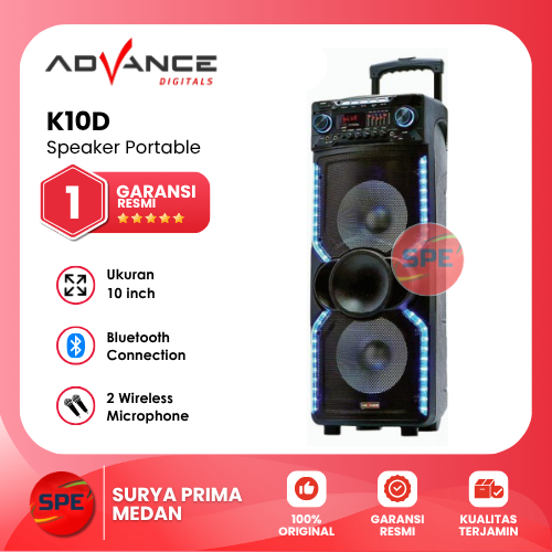 SPEAKER PORTABLE ADVANCE UKURAN 10 INCH K10D GARANSI RESMI (MEDAN)