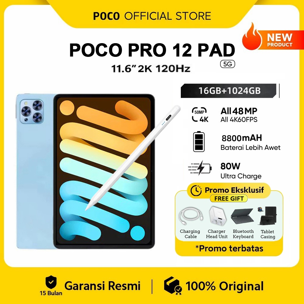 POC0 Asli Baru Tab Pro 12 Pad Android Tablet murah cuci gudang 11.6 inci 120Hz 5G tablet 16GB/1TB Pa