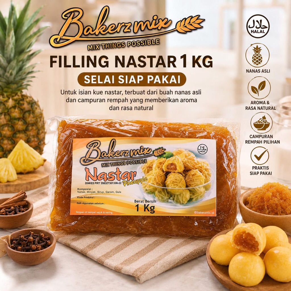 Bakerzmix Filling Nastar 1kg | Isian Kue Kering Rasa Nenas 1kg