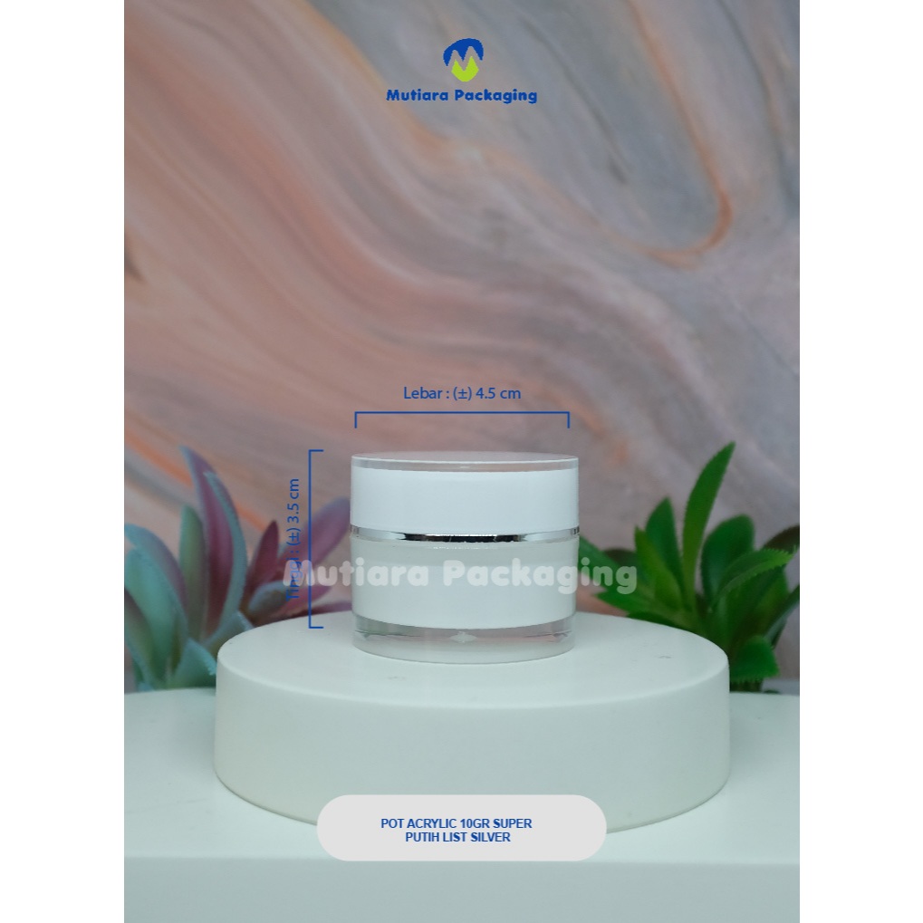 BEST SELLER POT ACRYLIC 10GR PEARL LIST SILVER/ POT AKRILIK 10GR MUTIARA LIST SILVER/ JAR 10GRAM