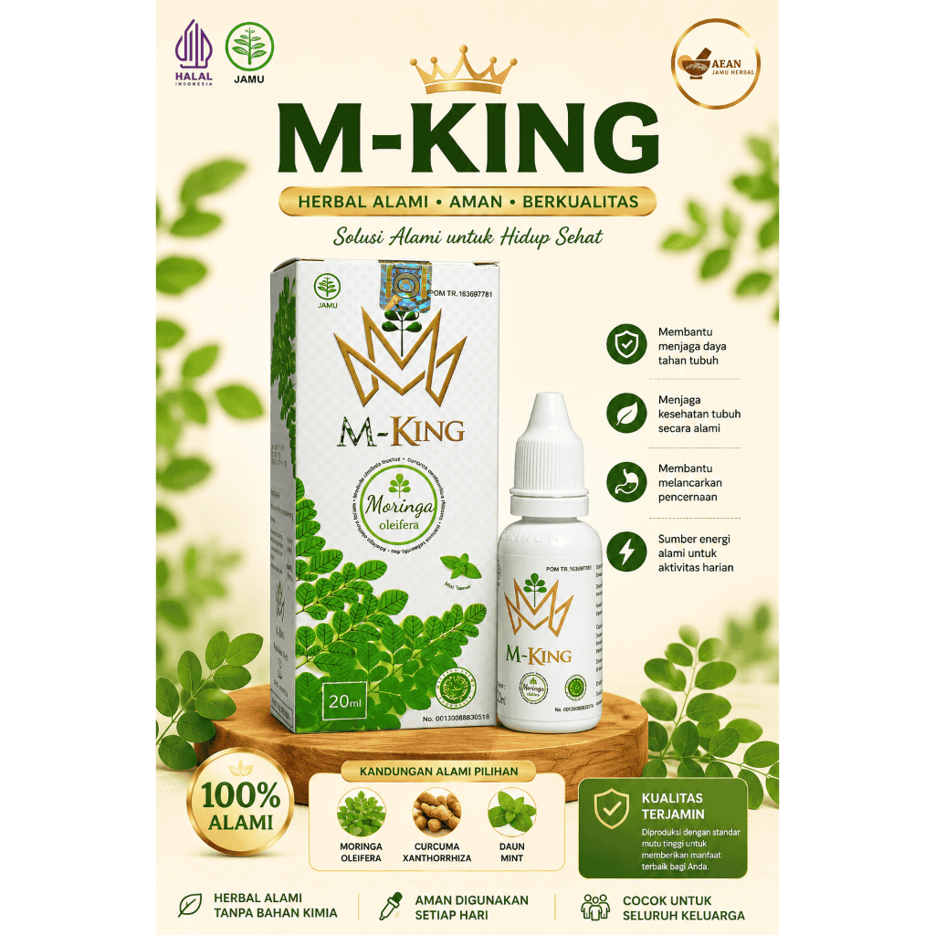 M-KING Tetes Herbal Premium – Rajanya Jamu Tetes Indonesia (Bantu Atasi Stroke, Diabetes, Kolesterol
