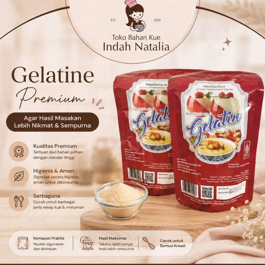 Gelatin Bubuk HALAL Hakiki 100gr / Gelatin Powder