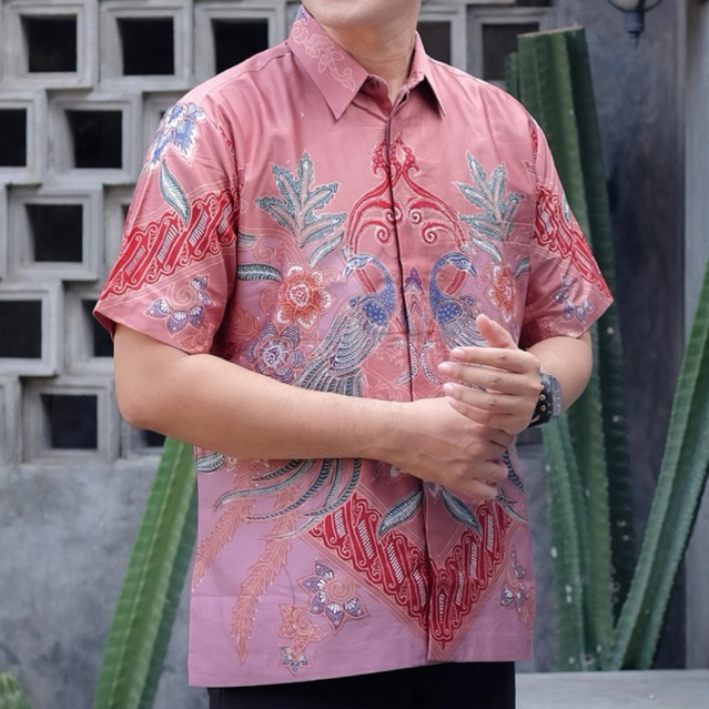 Baju Batik Tulis Pria Lapis Furing Lengan Pendek Tebal Halus Adem || Kemeja Batik Pria Formal