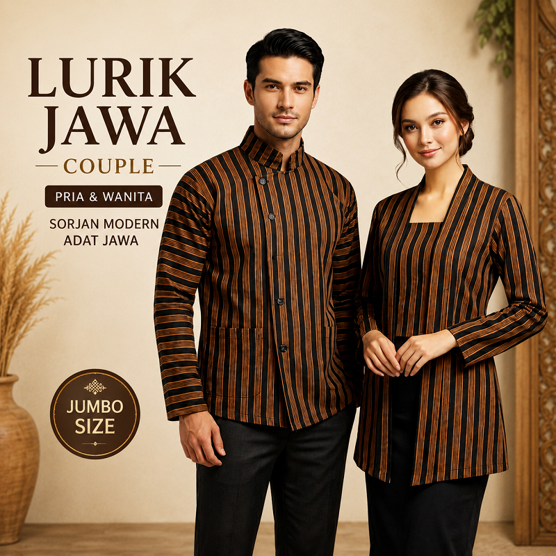 Baju Lurik Jawa Couple Pria Wanita Sorjan Modern Adat Jawa Jumbo