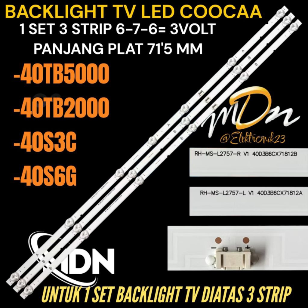 BACKLIGHT TV LED COOCAA 40 INCH 40S3C-40S6G-40TB2000- 40TB5000 BACKLIGHT TV LED COOCAA 40 INCH